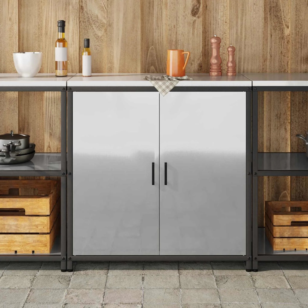 Stoccaggio in cucina con porta Argento 90 x 50 x 92 cm Acciaio 874987