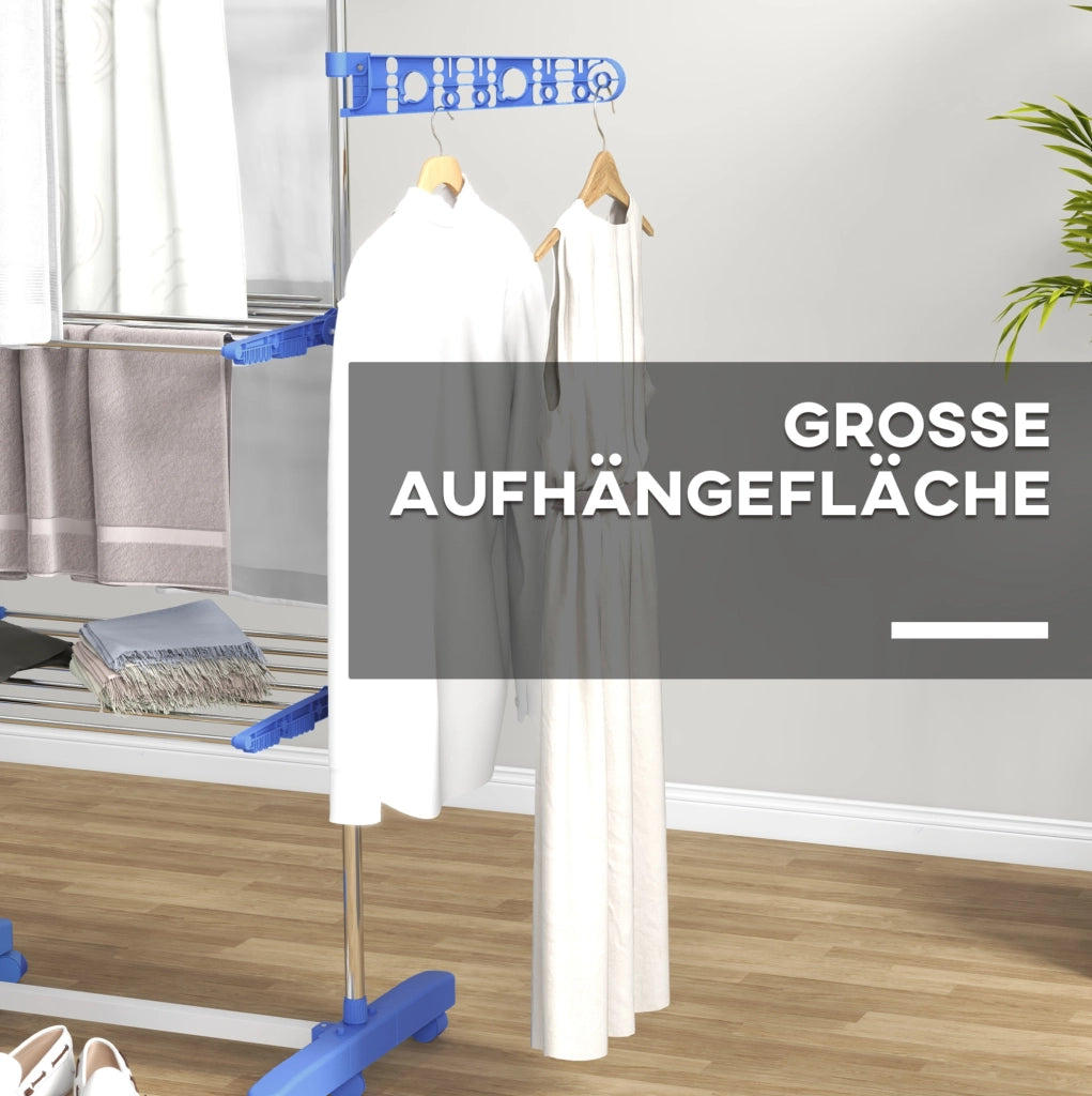 Stendibiancheria mobile pieghevole in acciaio blu