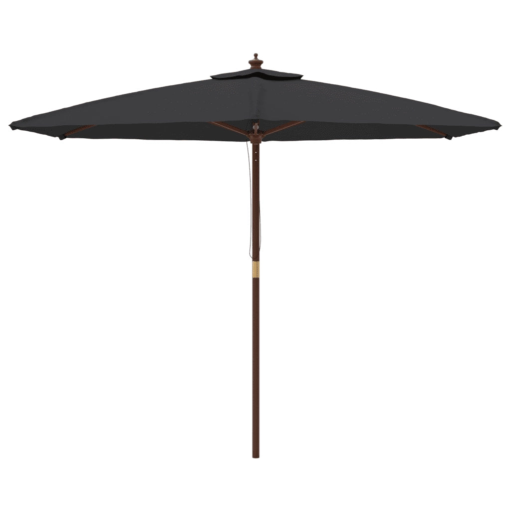 Ombrellone da Giardino con Palo in Legno Nero 299x240 cmcod mxl 73470
