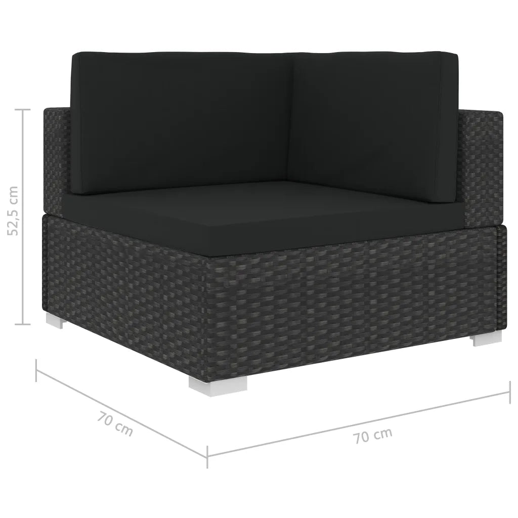 Set Divani da Giardino 12 pz con Cuscini in Polyrattan Nero 46750