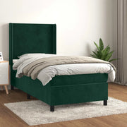 Giroletto a Molle con Materasso Verde Scuro 80x200 cm Velluto