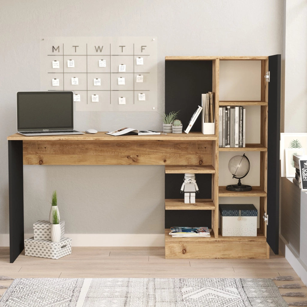 Scrivania in legno "CT2" - 152 x 40 x 120 cm - Pino Atlantico Nero