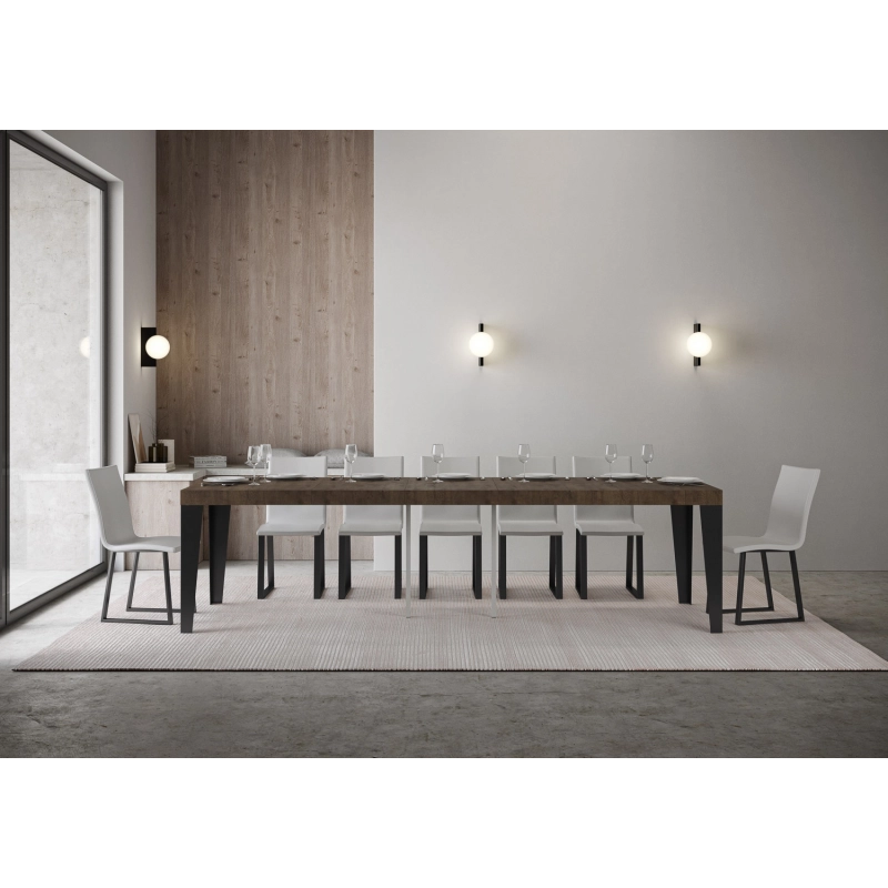 Consolle allungabile 90x40/196 cm Flame Premium telaio Antracite - Noce
