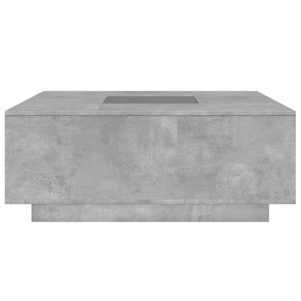 Tavolino Salotto con LED Infinity Grigio Cemento 100x100x40 cm