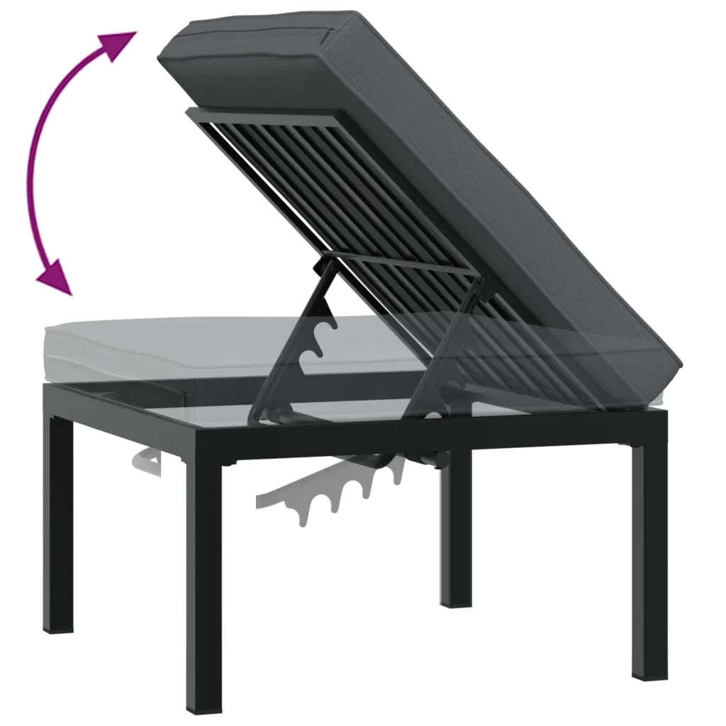 Set Divani da Giardino 3 pz con Cuscini in Alluminio Nero