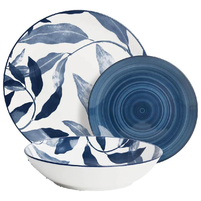 Borella 25709 Savage Servizio Piatti 18 Pezzi Porcellana colore Blu
