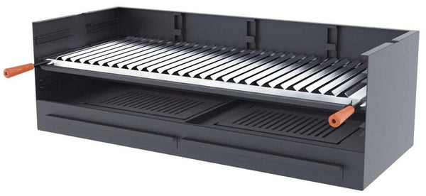 Barbecue a carbonella e legna Griglia in acciaio inox da 100 cm - Libera installazione / Incasso