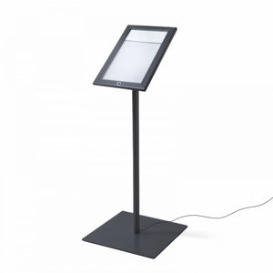 Espositore a Leggio con Piantana 29x47,7x2,3 cm in Alluminio con Led Porta Menù Nera