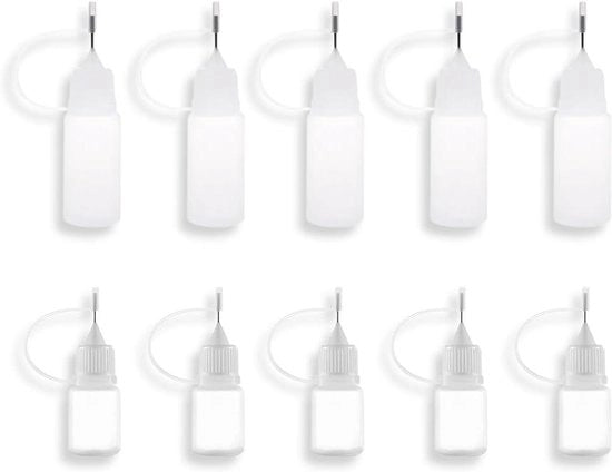 Set di Applicatori di Colla Precisa da 10 pezzi per Bottiglie di Plastica - Flessi a Gocce - Flessi di Sapone - Applicatore a Punta di Aghi - Flessi di Colla (10 ml/5 ml)