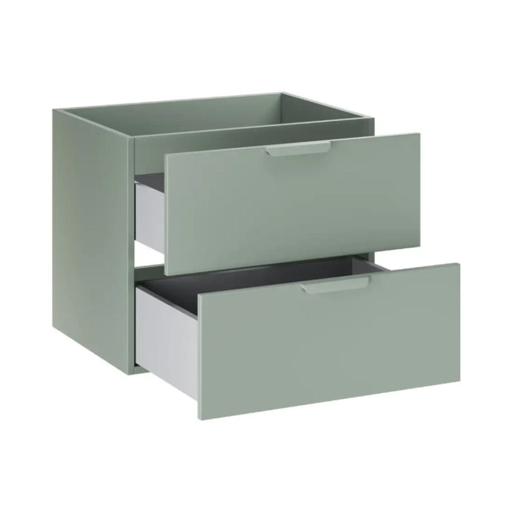 Set bagno sospeso OSTER 60cm: mobile sottolavabo con cassetti verde salvia + lavabo incassato bianco