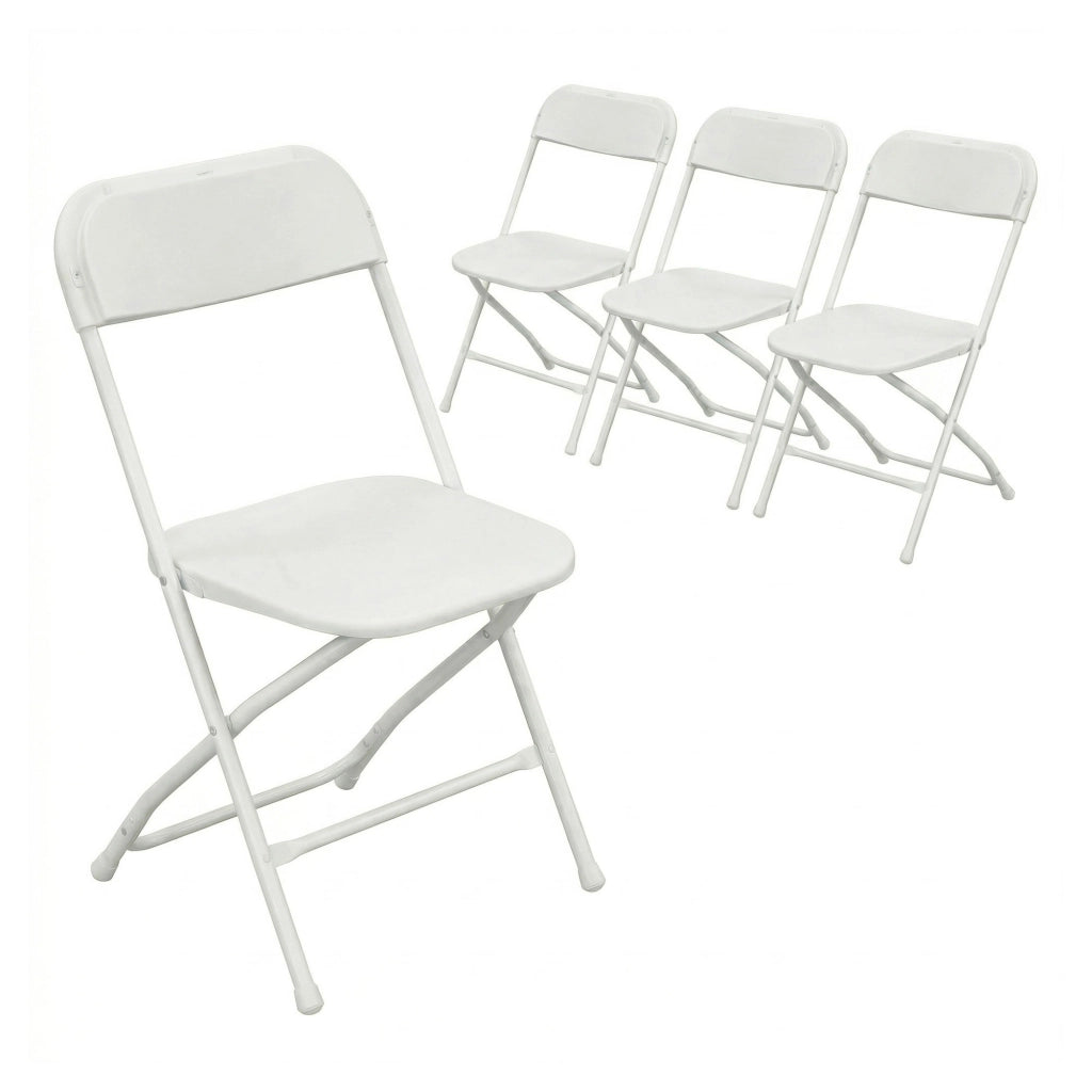Purity - 	Set da 4 sedie pieghevoli 45x80x43 cm da campeggio salotto cucina richiudibile in resina bianche