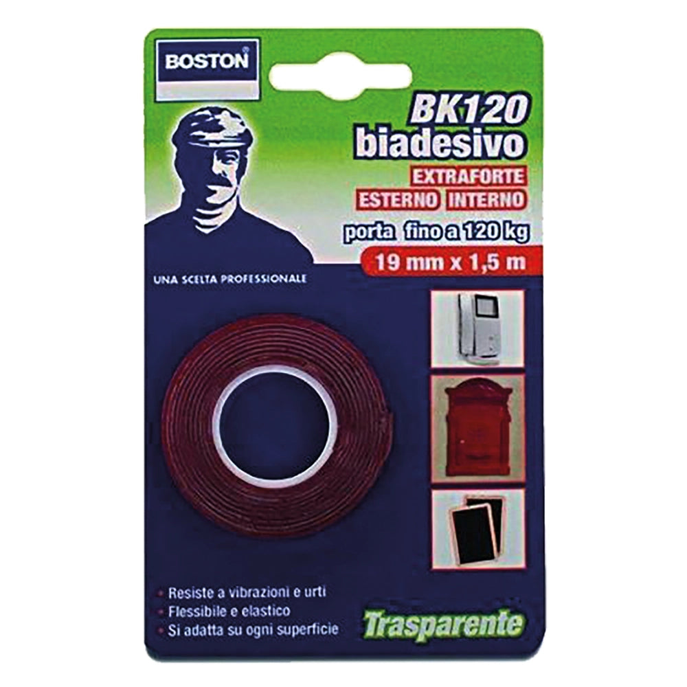 NASTRO BIADESIVO EXTRA FORTE INVISIBILE mm. 19 x 1,5 mt  - BOSTON