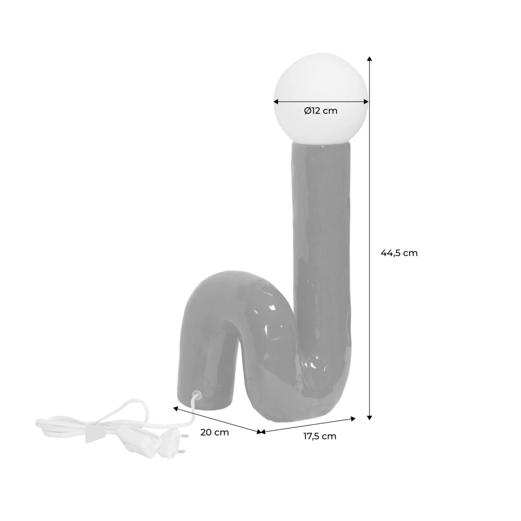 Lampada da tavolo in design organico ceramica smaltata,  45cm, crema