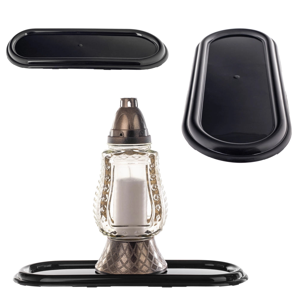 Supporto per candela funeraria KADAX 40 cm, supporto per vassoio funerario in plastica nera