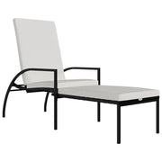 Lettino Prendisole | Sdraio da giardino | Lettino da sole con Poggiapiedi in Rattan PE Nero