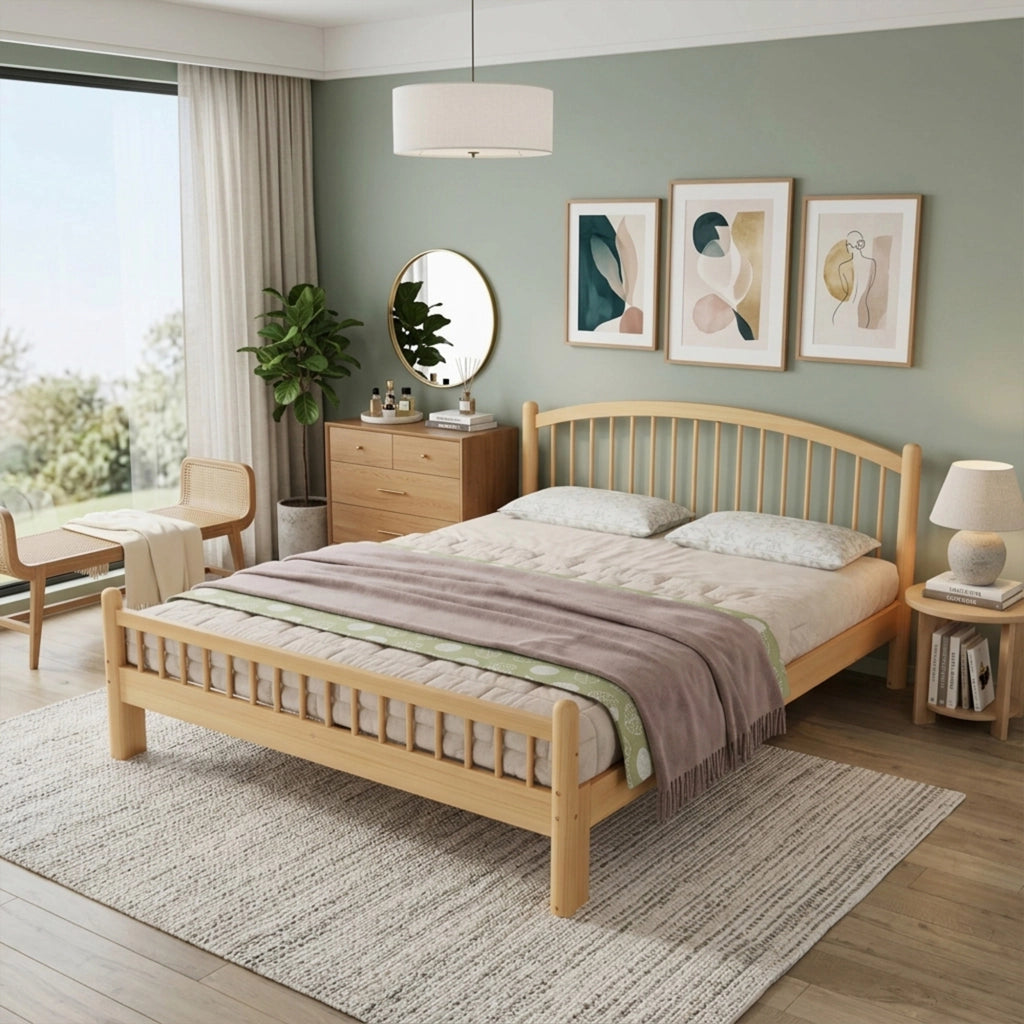Letto singolo 140x200 cm legno beige