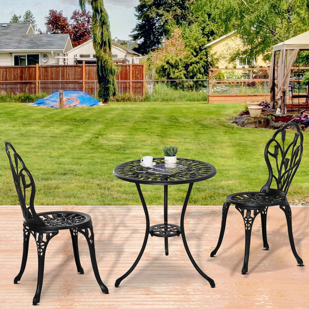 Set tavolo e sedie da giardino 3 pezzi ¨C zephmum ¨C nero, metallo, tavolo ?60x67 cm, sedie 42.5x47.5x89 cm