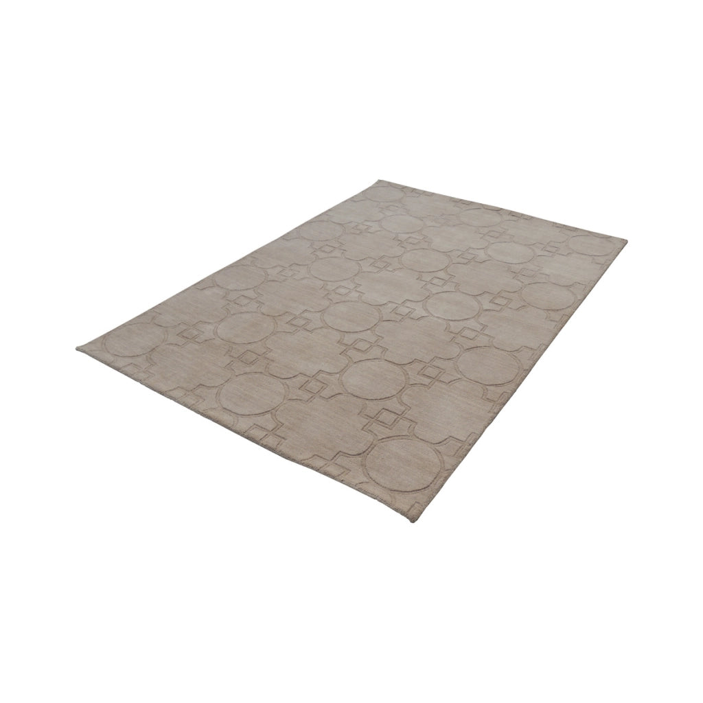 Tappeto in lana Ganges beige con effetto 3D