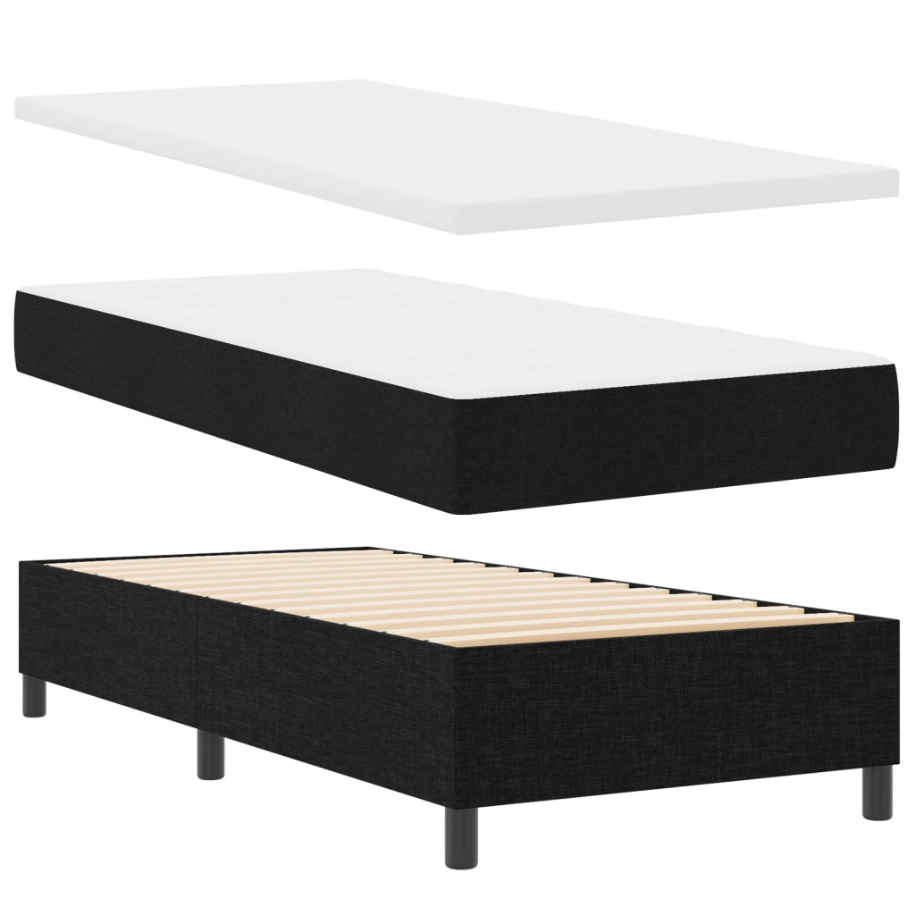 Letto con Box Spring e Materasso & LED Nero 90x190 cm Tessuto