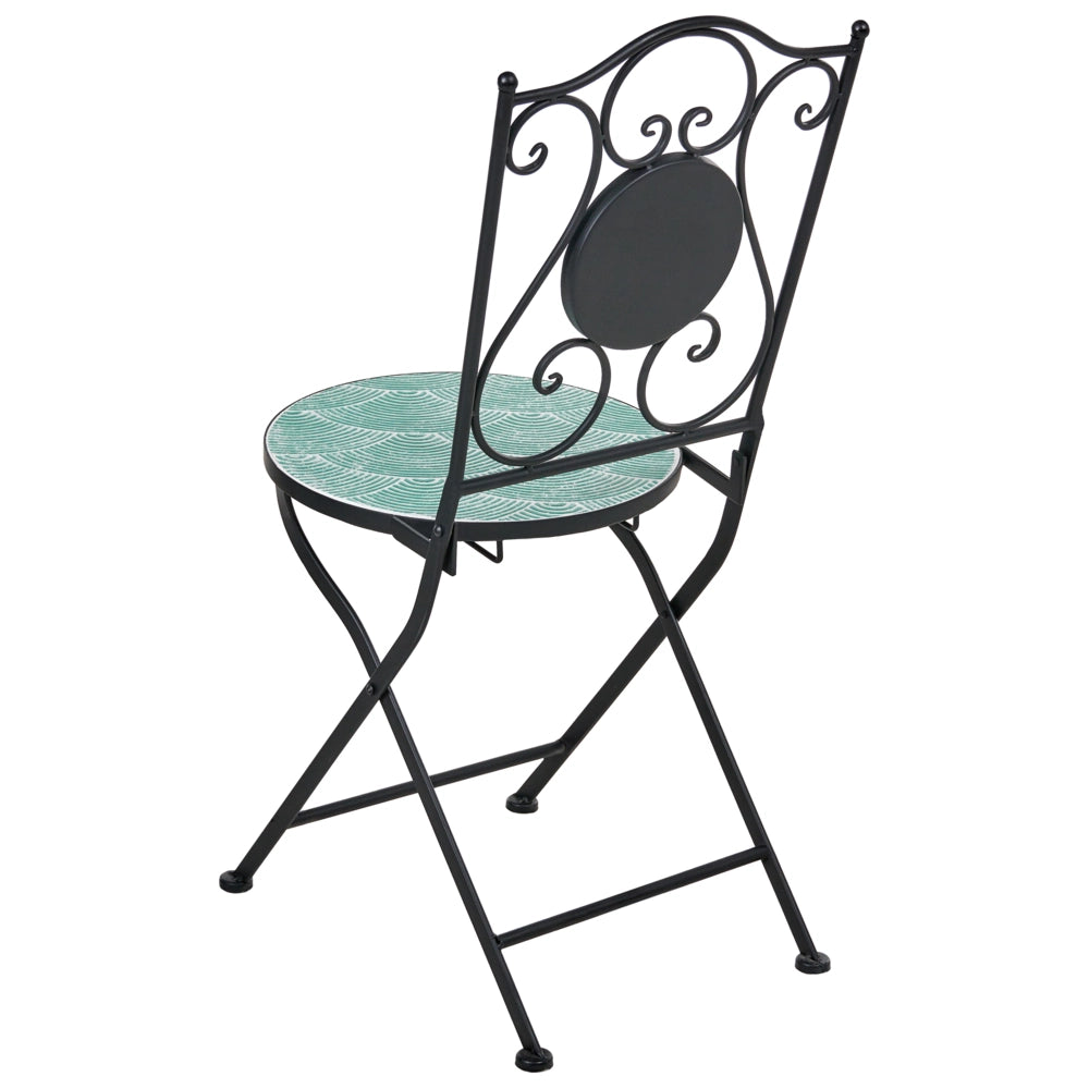 Set da giardino per esterni in ferro nero con tavolo in stile vintage