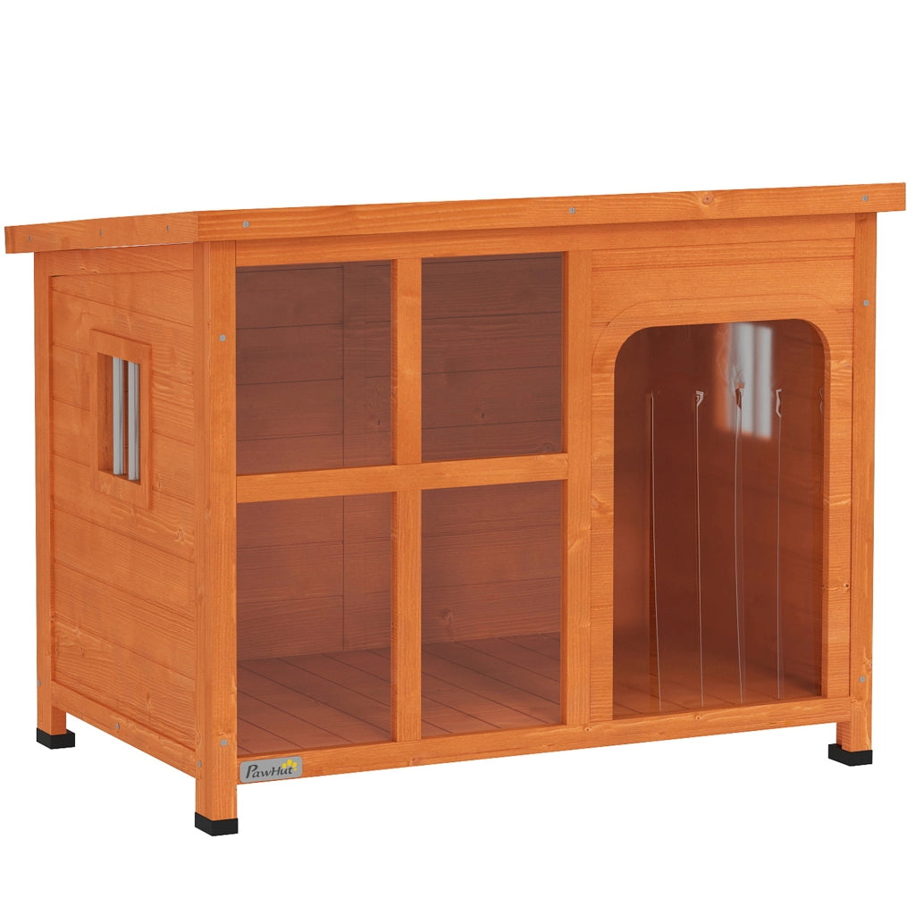 Casetta per Cani Esterno con Tetto in Tegole ¨C zephmum ¨C 90x62x71 cm Legno Naturale