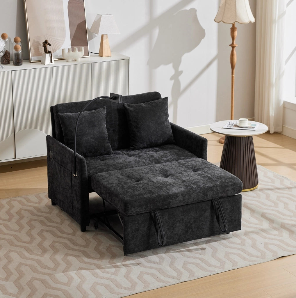 DIVANO Imbottito con USB e Porta Tablet 109x72x83,5 cm Nero