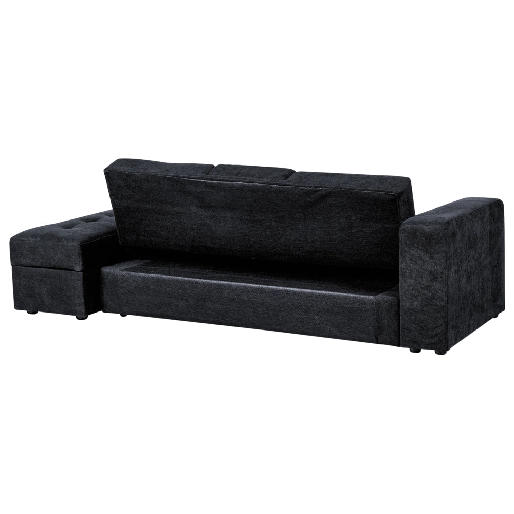 Divano letto componibile Pouf contenitore nero Cassetti estraibili Click Clack Vassoio ribaltabile