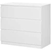 Cassettiera 3 Cassetti Moderna senza Maniglie per Camera e Soggiorno, 80x39x73 cm, Bianco