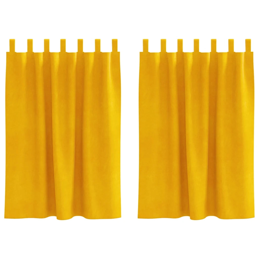 Tende oscuranti 2 pcs Giallo senape 140 x 140 cm Velluto 4107278
