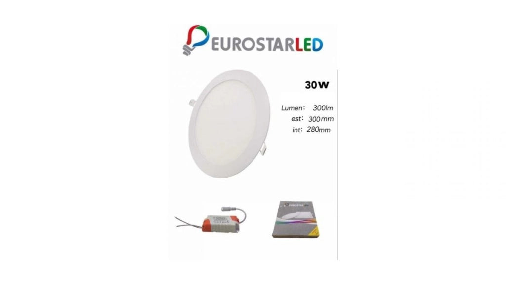 Faretto Pannello Led Rotondo Slim Incasso Controsoffitto 30w 3000 Lumen 220v CON Driver Luce Naturale 4000k