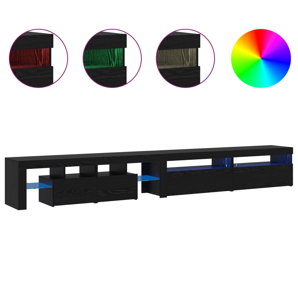 Mobili TV  3 pcs con Luci LED Quercia Nera Legno Ingegnerizzato