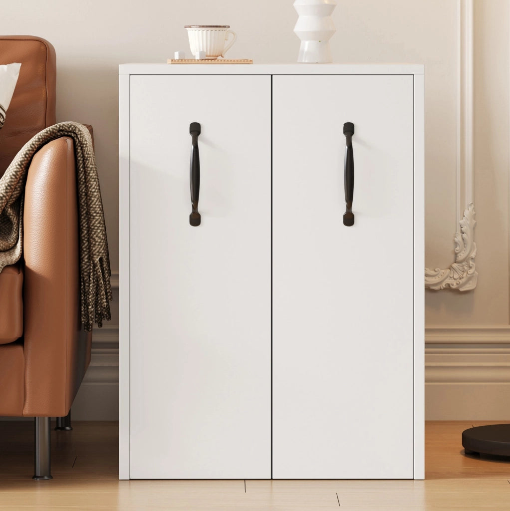 Mobile contenitore con ruote 52x50x75 cm; in truciolare bianco; reversibile