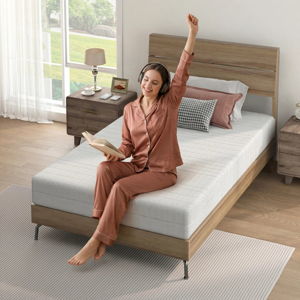 Materasso singolo 90 × 200 cm in schiuma D25, alto 20 cm, sfoderabile e lavabile, bianco