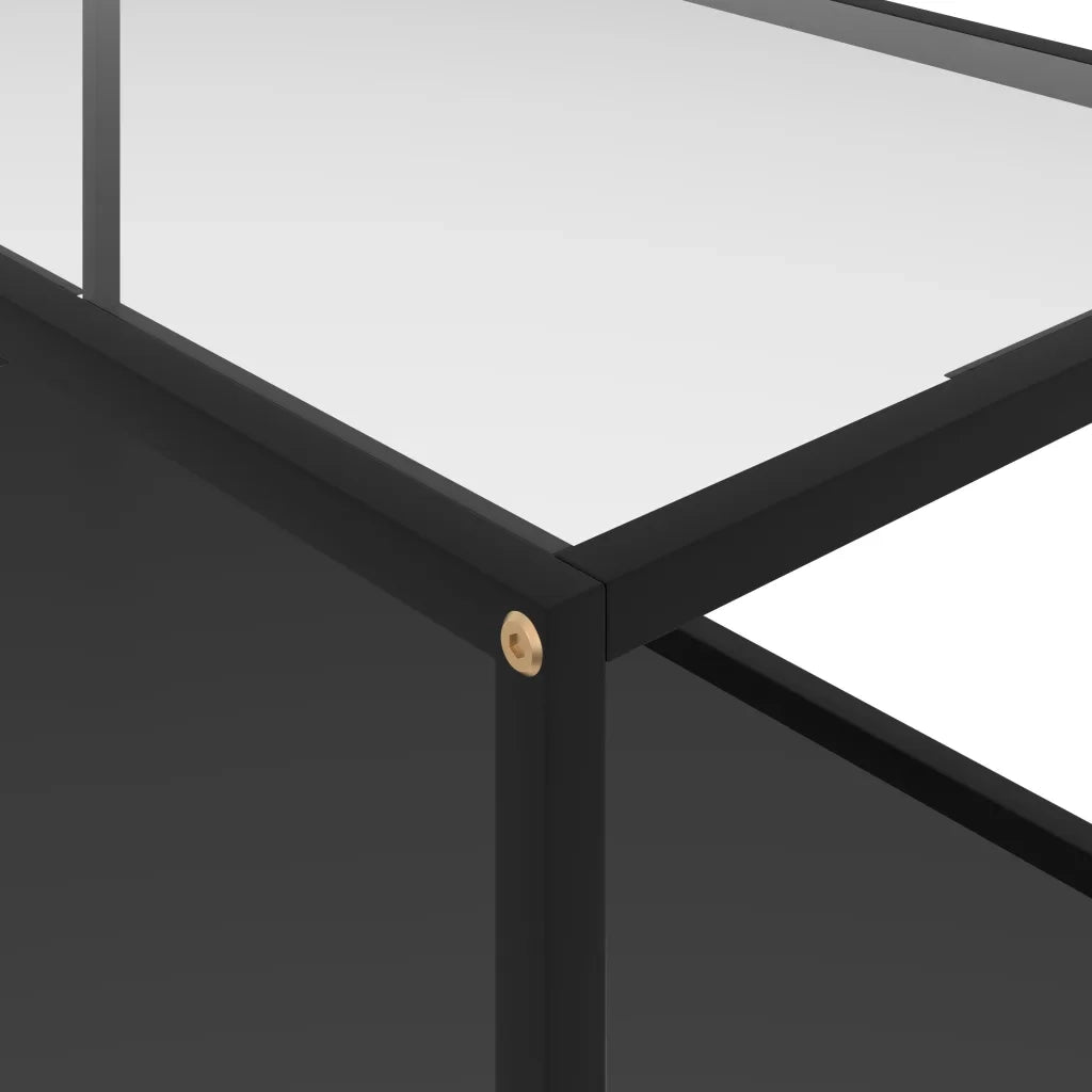 Tavolino Salotto Trasparente e Nero 100x50x35cm Vetro Temperato