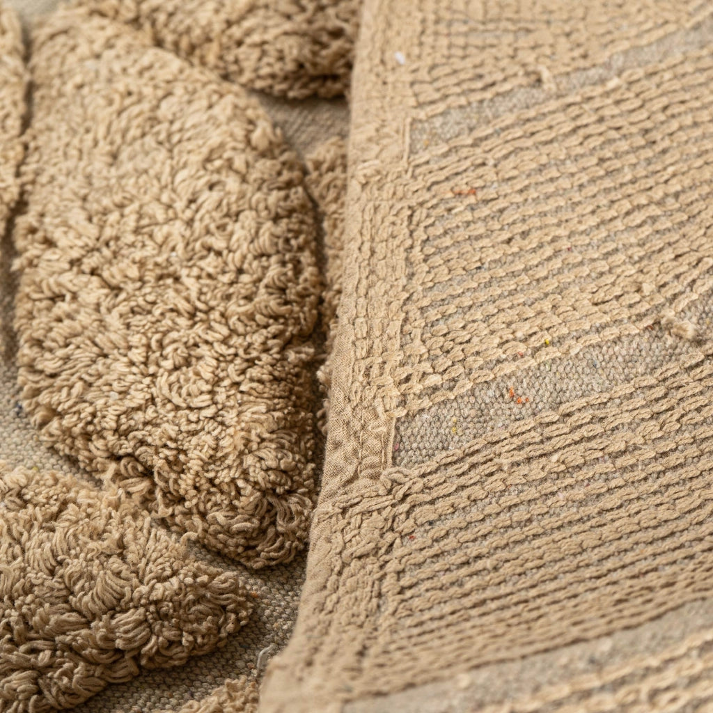 Tappeto Bagno Antiscivolo In Cotone Effetto Rilievo Assorbente, Morbido, Lavabile in Lavatrice 50x80 / 60x120 cm Beige - 50x80 cm