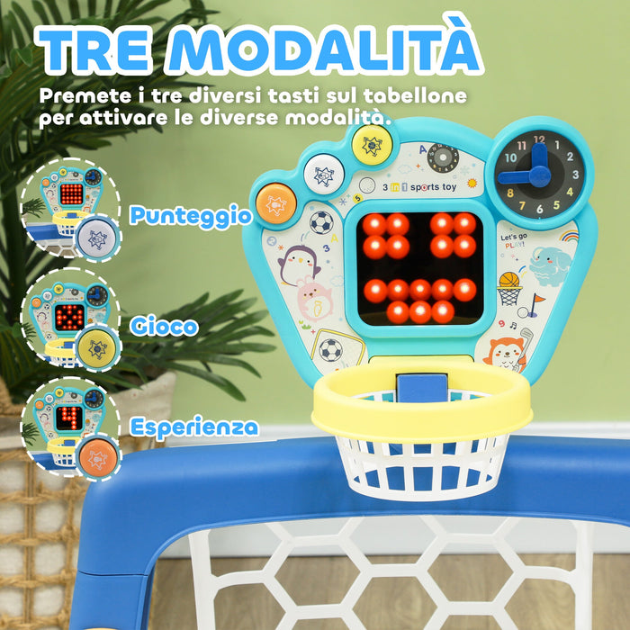 Rete da Calcio Canestro Basket Set Golf Gioco per Bambini Altezza Regolabile 60,4-68 cm