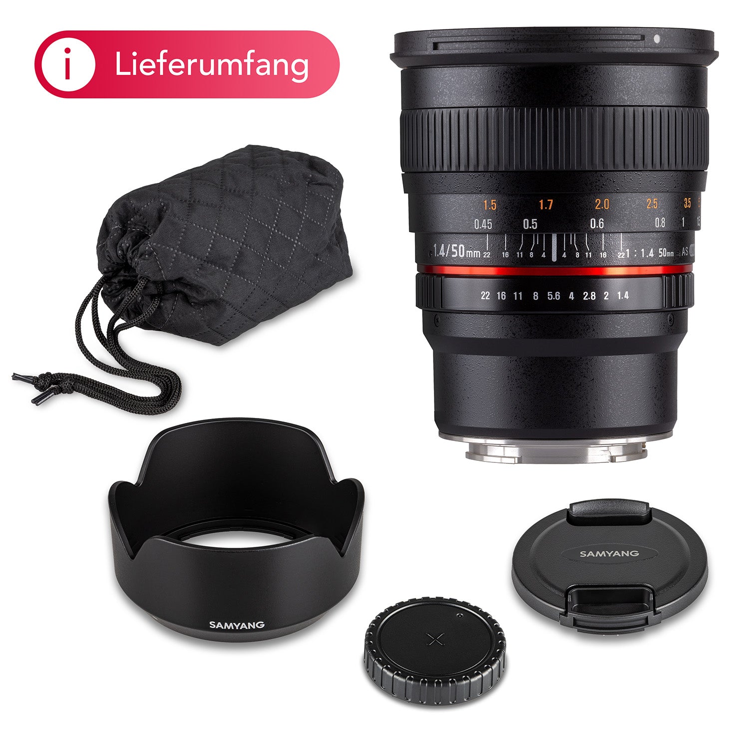 Obiettivo fotografico MF 50mm F1.4 compatibile con Fuji X – Follow Focus, full-frame e APS-C – focus manuale con distanza minima di 45 cm
