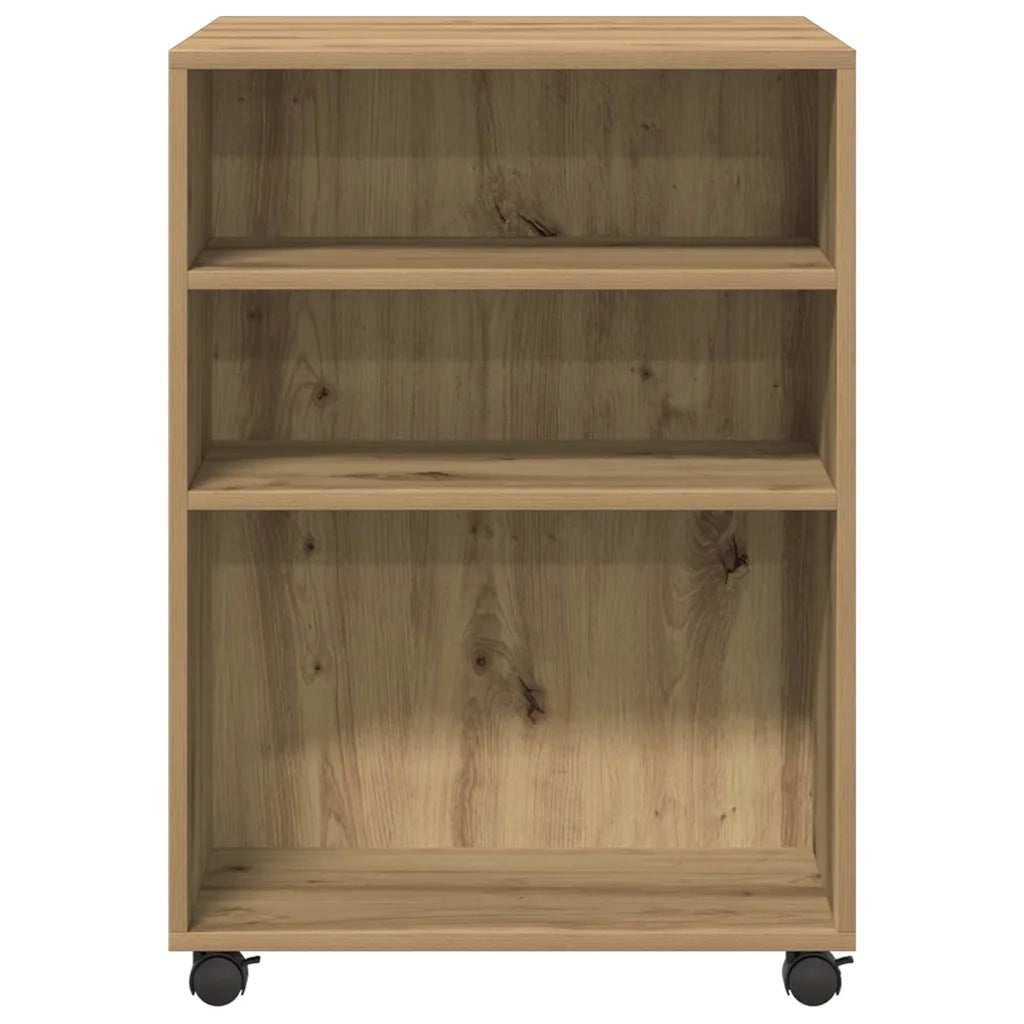 Tavolino con Ruote Rovere Artigianale 55x60x78 cm in Truciolato 853163