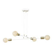 Lampadario Industrial 4 Luci Benzaiten A Bracci In Acciaio Bianco E Oro
