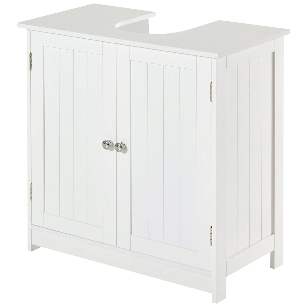 Mobiletto Bagno con 2 Ante e Ripiano Regolabile ¨C zephmum ¨C Bianco 60x30x60 cm