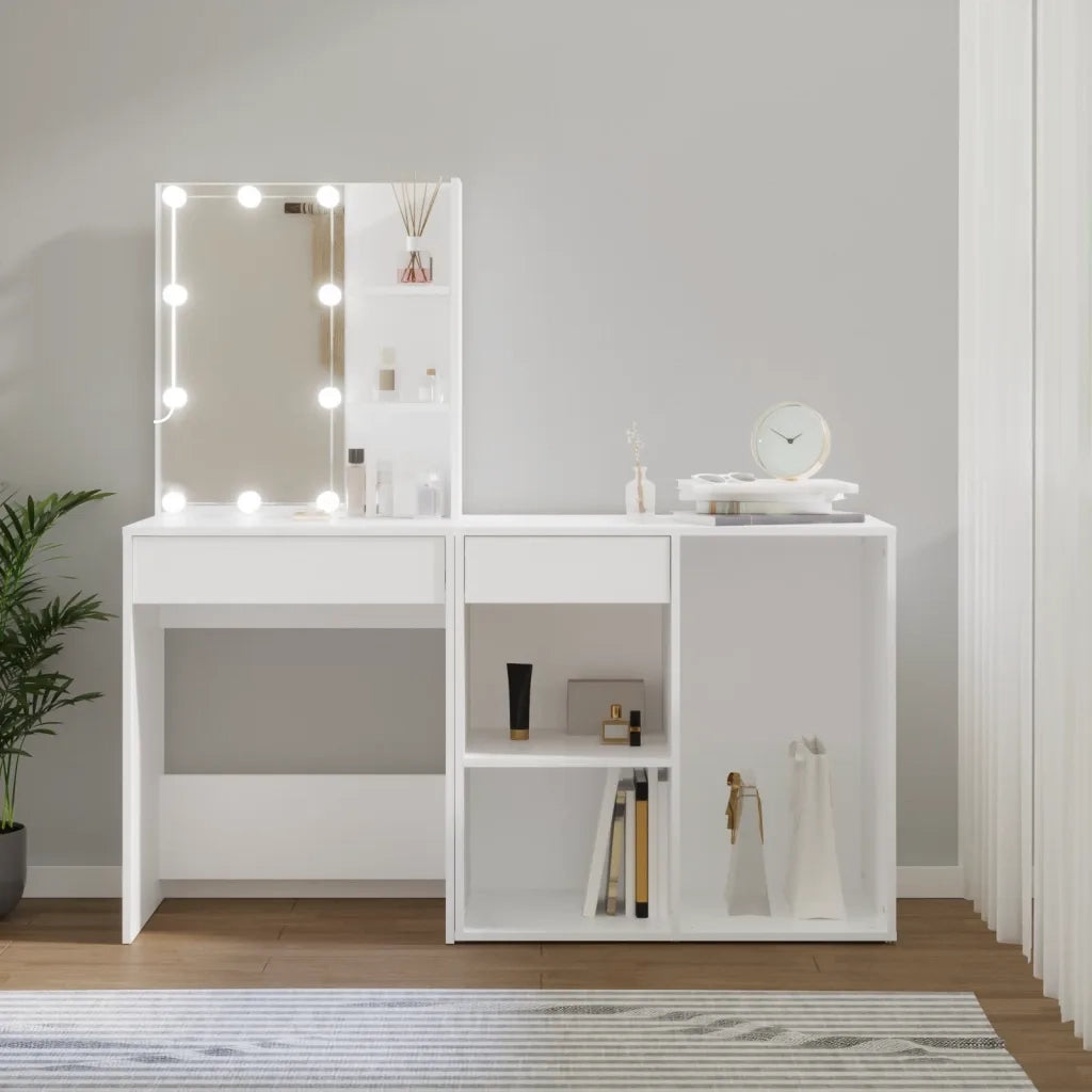 Toeletta con LED e Armadietto Bianco in Legno Multistrato 3082017