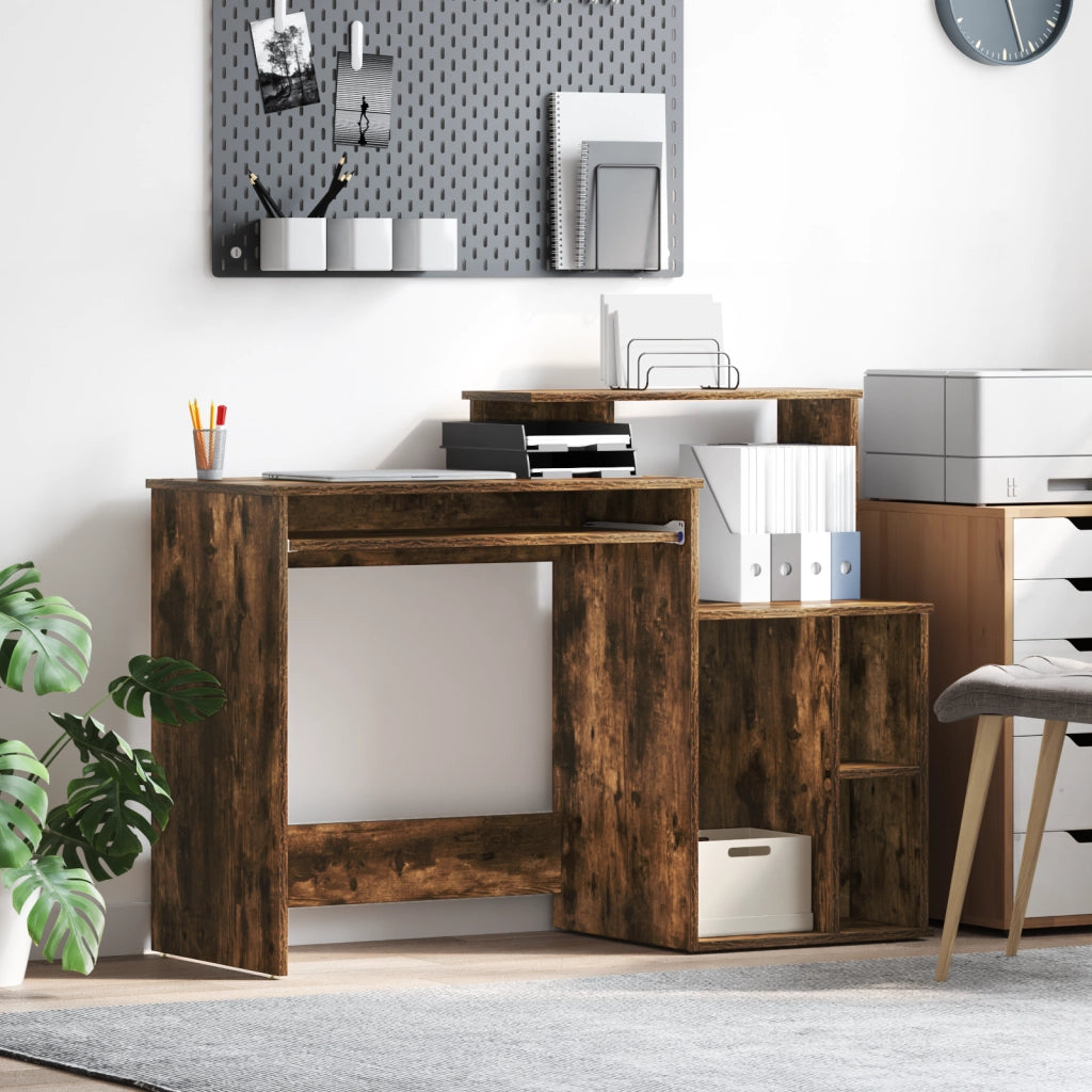 Scrivania con storage Rovere affumicato 120.5x44x88.5 cm Legno ingegnerizzato