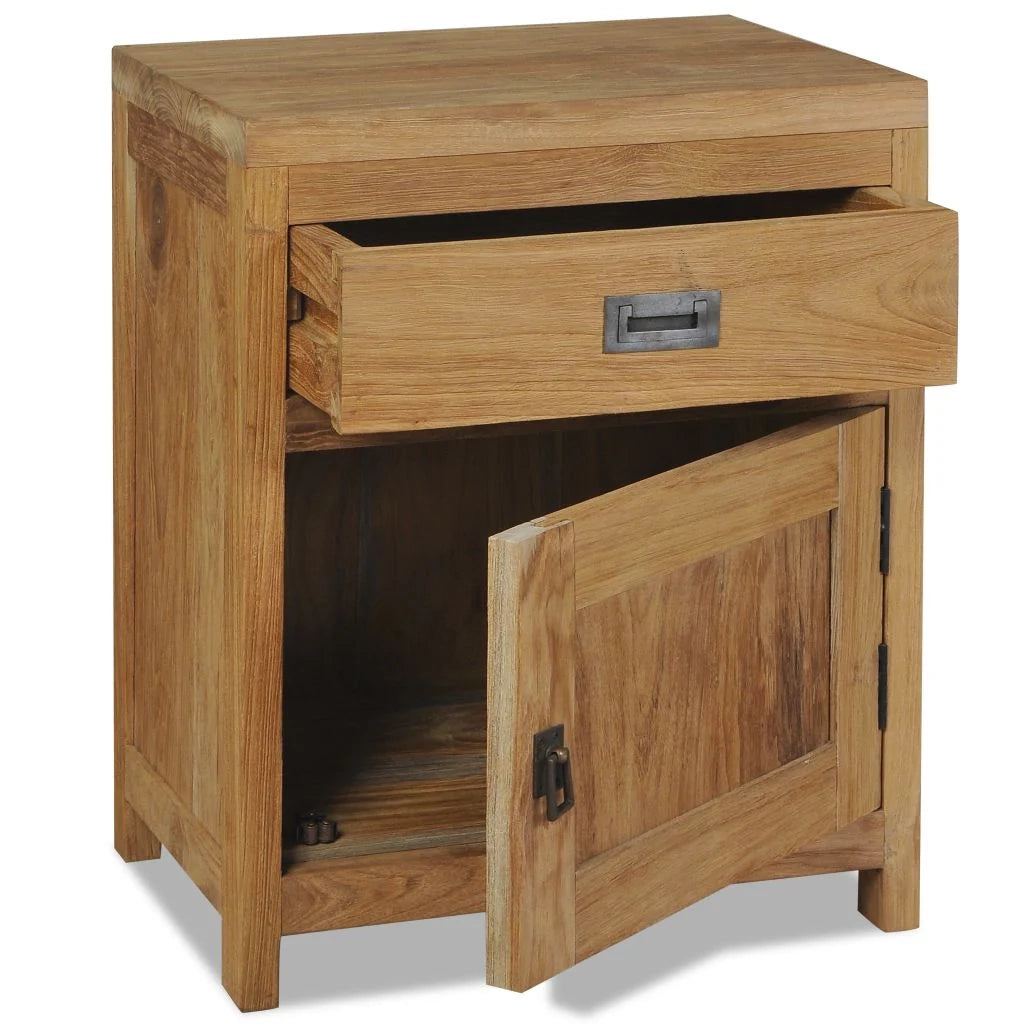 Comodino, cassettiera, armadio, mobili per camera da letto in teak massiccio, 40 x 30 x 50 cm, beige 1402123