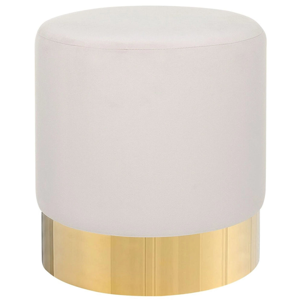 Poggiapiedi Rotondo in velluto rosa con pouf da toeletta Glam Sgabello con dorato