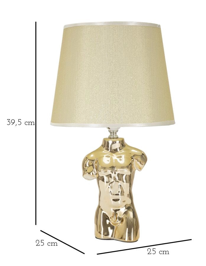 Lampada da Comodino Glam Man 25x42,5x25 cm in Ceramica Oro