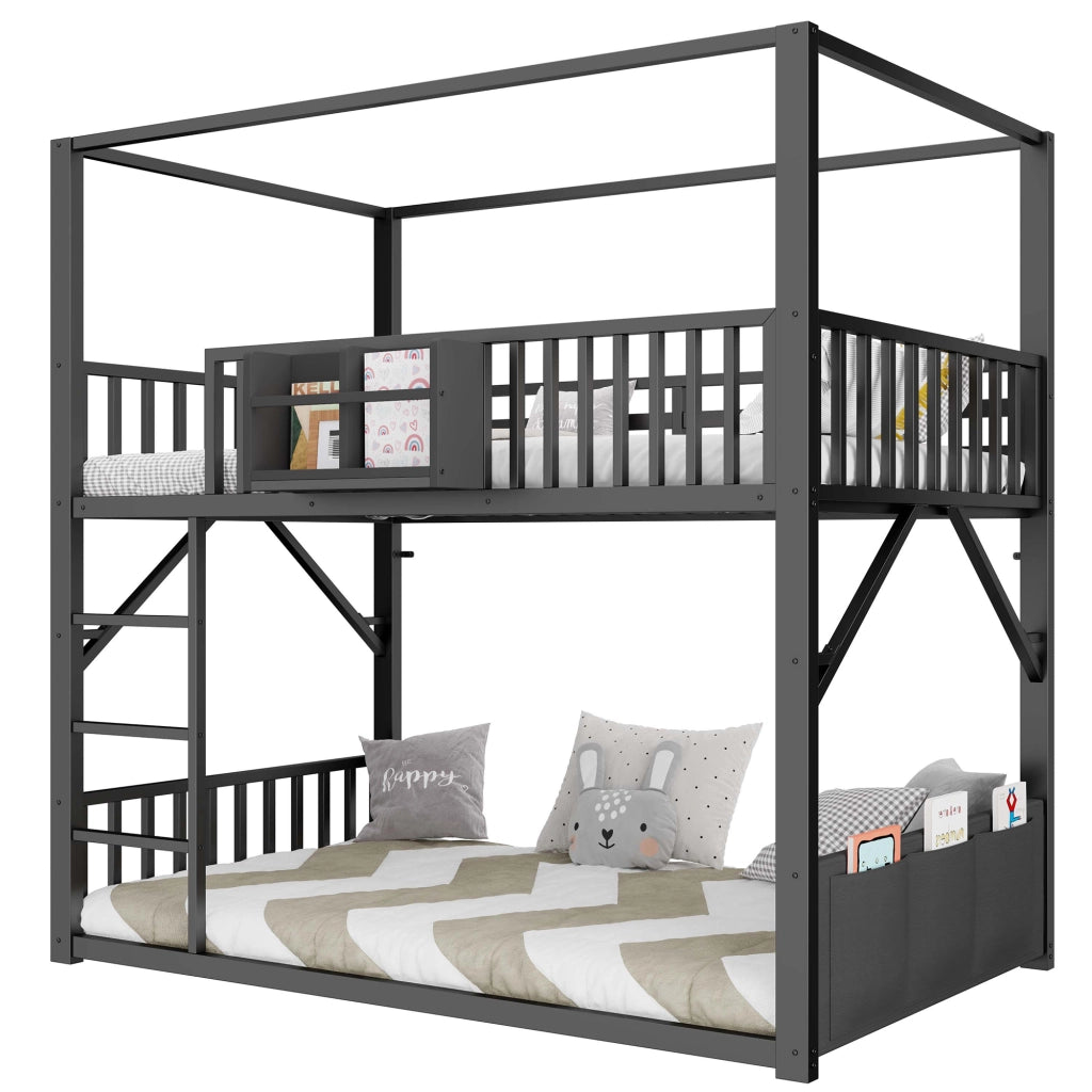 Letto a castello per bambini ¨C Minimal ¨C Nero metallo 90x200 cm