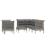 Set di mobili da giardino mobili da esterno set da 8 pezzi con cuscini resina intrecciata grigia 02_0017607