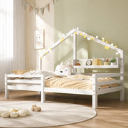 Letto a casetta per bambini 90x200 cm bianco con mensola