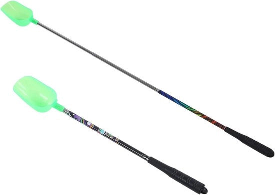 Visgerei lepels telescopici a 3 sezioni - 2 pezzi - accessori per pesca - colorazione argento - dotati di viskastjes.