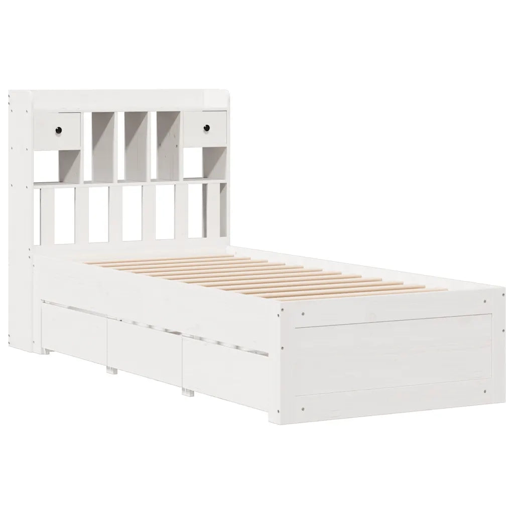 Letto Libreria senza Materasso Bianca 90x200 cm Legno di Pino 3308970